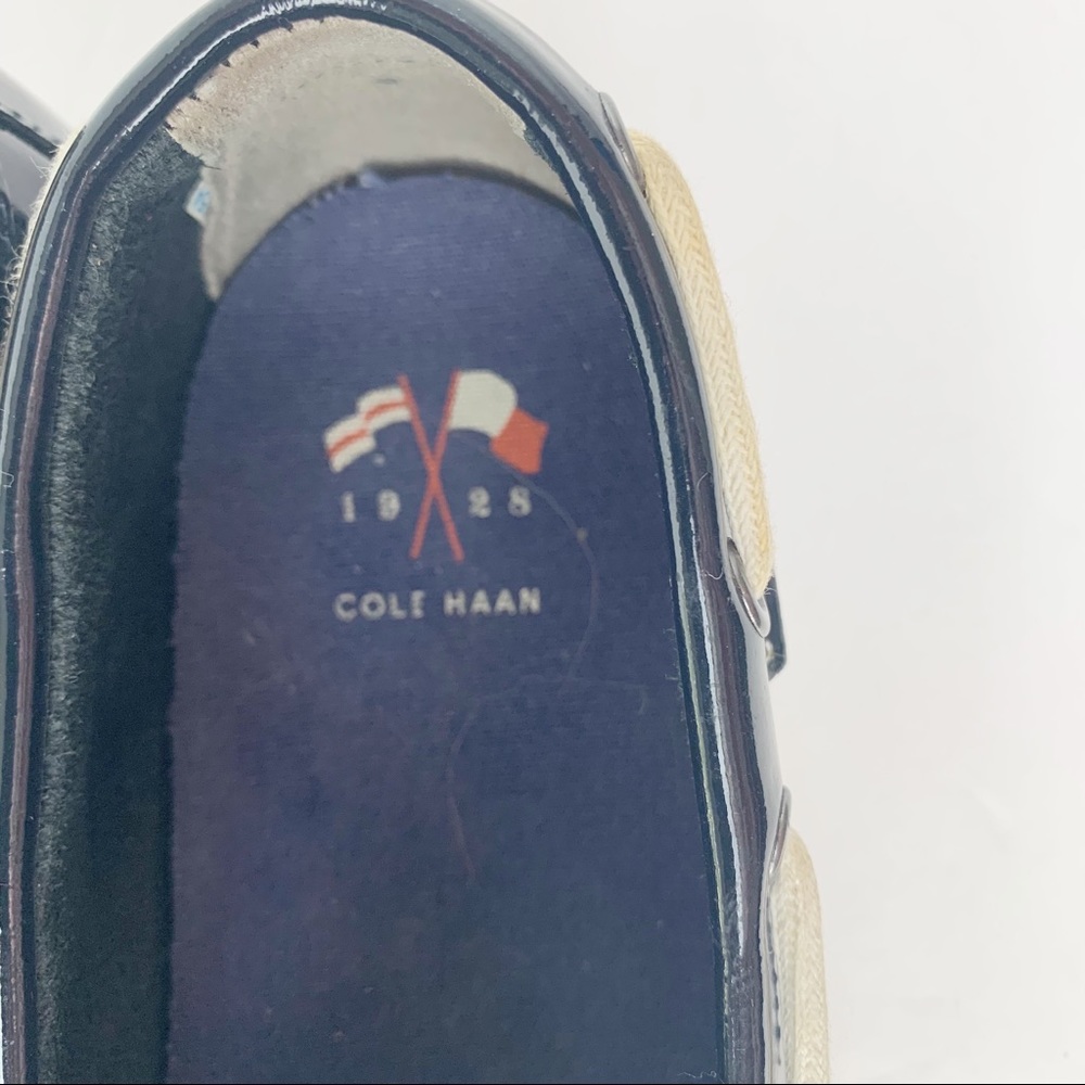 Cole Haan Nantucket Camp Moccasin Navy Patent Leather Loafers Boat Shoes sz 7.5 - Picture 7 of 7